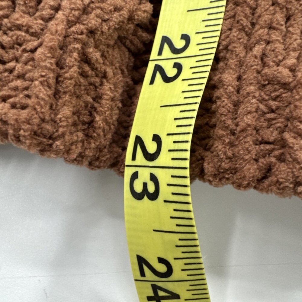 POL Chunky Sweater Womens Large Brown Cropped Cable Cuff Sleeve Knit Soft Boho - Picture 7 of 8